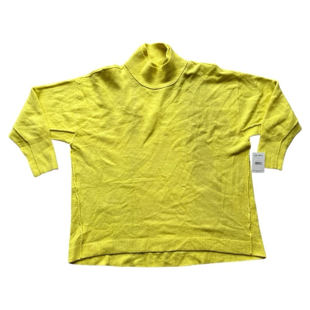 Free People Afterglow Mock Neck Lime Wool Blend Oversized XL Boho OB982299 Lime - Picture 2 of 9